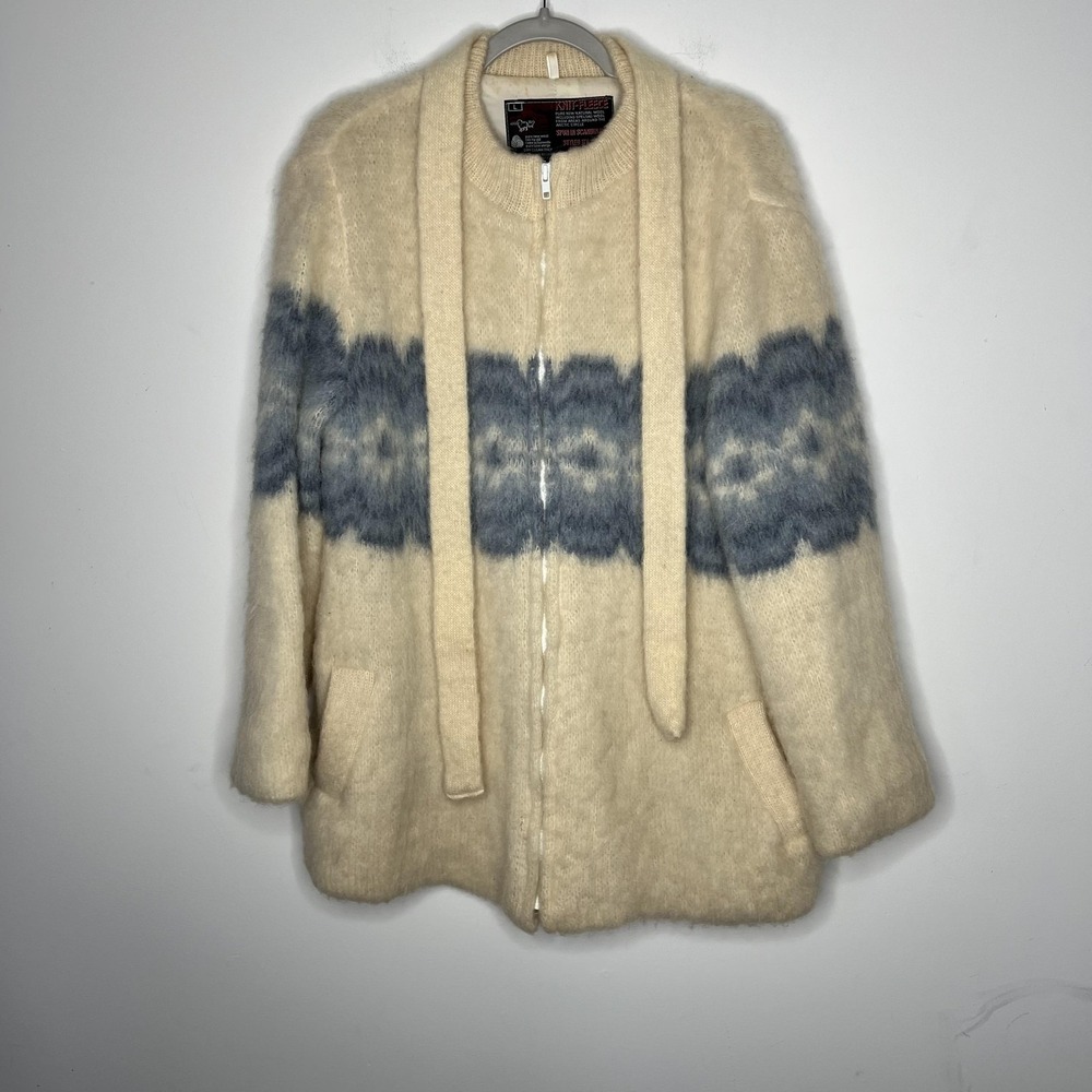 Vintage Stob of Denmark Jacket Womens Large Wool Knit-Fleece Zip Pockets 80s
